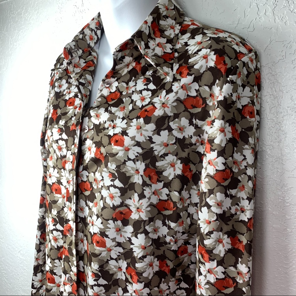 50% OFF Vintage 70’s Floral Flare Collar Shirt - Picture 1 of 8